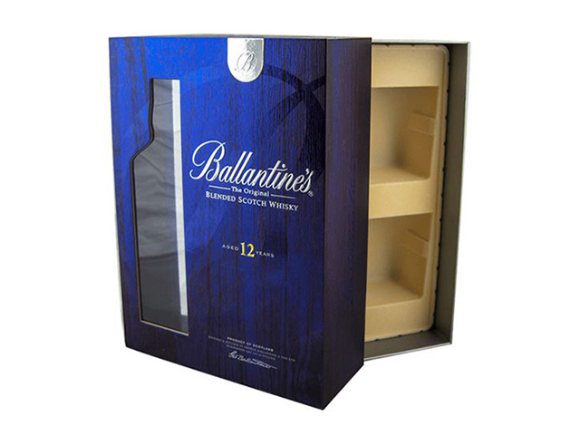 Ballantine's Lift-Off Box w/ Embossing, Hot Stamping and Clear Window